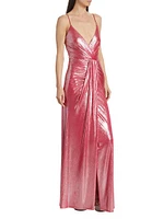 Kade Metallic Draped Gown