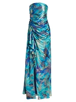 Carr Strapless Brushed Metallic Gown