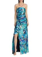 Carr Strapless Brushed Metallic Gown