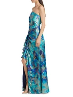 Carr Strapless Brushed Metallic Gown