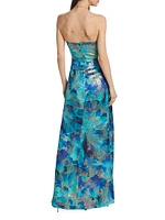 Carr Strapless Brushed Metallic Gown