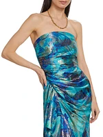 Carr Strapless Brushed Metallic Gown