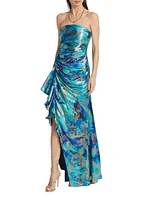 Carr Strapless Brushed Metallic Gown