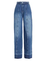 Braided High-Rise Wide-Leg Jeans