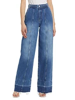 Braided High-Rise Wide-Leg Jeans