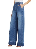 Braided High-Rise Wide-Leg Jeans