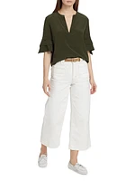 Utility Stretch-Cotton Straight-Leg Crop Jeans