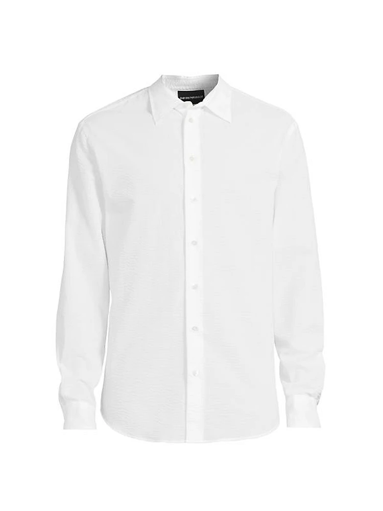 Seersucker Button-Up Sport Shirt