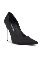 105MM Logo-Detailed Satin Metal-Heel Pumps