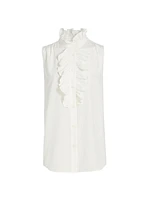 Ruffled Silk Sleeveless Blouse