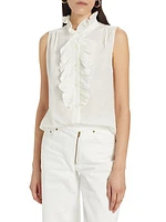 Ruffled Silk Sleeveless Blouse