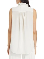 Ruffled Silk Sleeveless Blouse