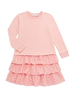 Little Girl's & Girl's Crewneck Sweatshirt Eyelet Dress