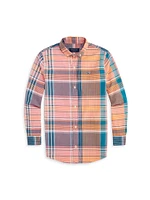 Little Boy's & Plaid Madras Whale Shirt