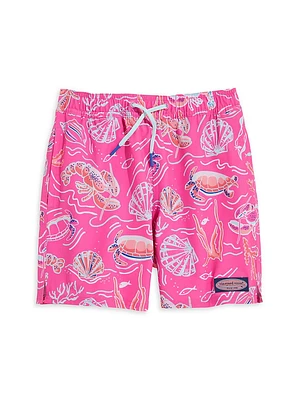 Boy's Seashell Print Chappy Swim Trunks