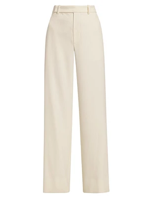 Cotton-Blend High-Rise Wide-Leg Pants