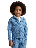 Little Boy's & Sailboat Print Zip-Up Hoodie