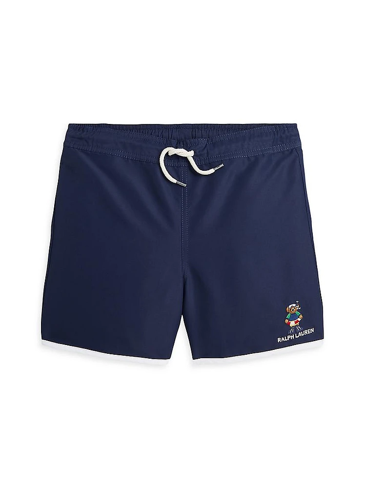 Little Boy's & Scuba Polo Bear Swim Trunks