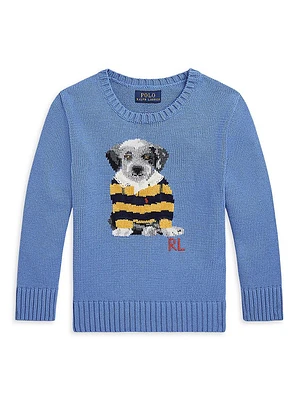 Little Boy's & Dog Crewneck Sweater