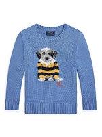 Little Boy's & Dog Crewneck Sweater