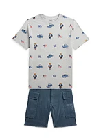 Little Boy's & Americana Polo Bear Crewneck T-Shirt