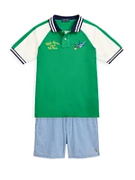 Little Boy's & Paris Mesh Polo Shirt