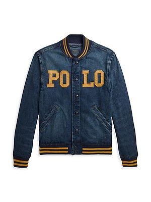 Little Boy's & Boy's Denim Baseball Bomber Jacket