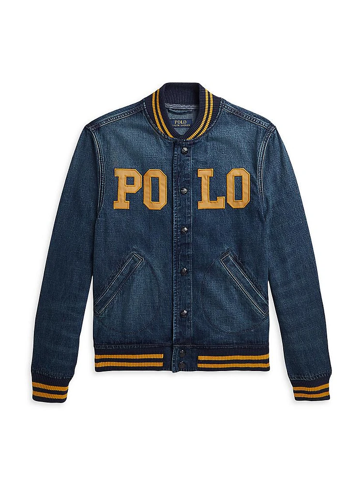 Little Boy's & Denim Baseball Bomber Jacket