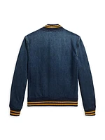 Little Boy's & Boy's Denim Baseball Bomber Jacket