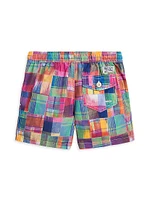 Little Boy's & Patchwork Print Swim Trunks