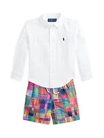 Little Boy's & Patchwork Print Swim Trunks