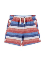 Little Boy's & Striped Cotton T-Shirt Linen-Blend Shorts Set