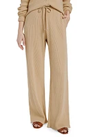 Cotton Waffle Knit Wide Drawstring Pants