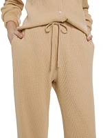 Cotton Waffle Knit Wide Drawstring Pants