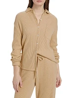 Cotton Waffle Knit Button-Front Shirt