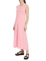 Slubbed Cotton Jersey Swing Midi-Dress