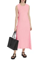 Slubbed Cotton Jersey Swing Midi-Dress