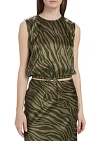 Zebra Silk Sleeveless Top