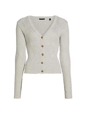 Cotton-Cashmere Mixed-Stitch Cardigan