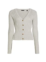 Cotton-Cashmere Mixed-Stitch Cardigan