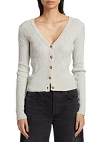 Cotton-Cashmere Mixed-Stitch Cardigan