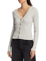 Cotton-Cashmere Mixed-Stitch Cardigan