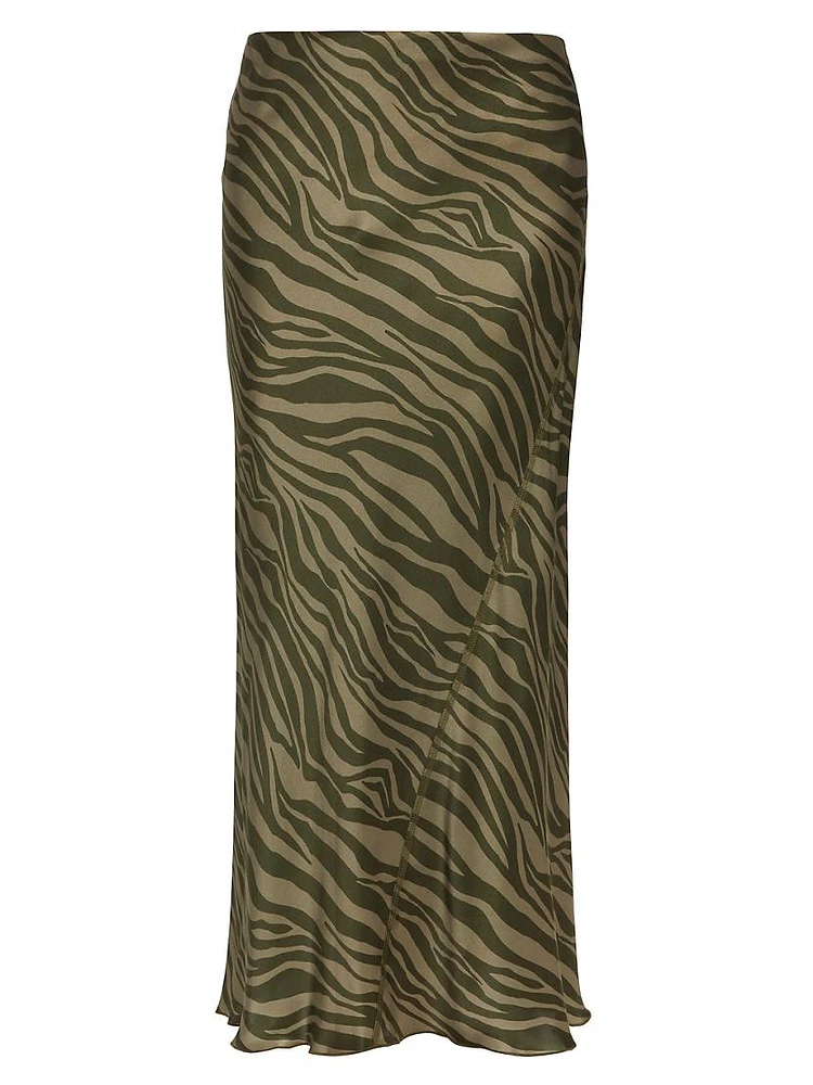 Zebra Silk Midi-Skirt