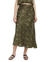 Zebra Silk Midi-Skirt