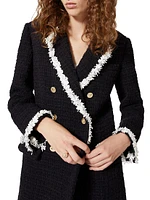 Embroidered Plain Tweed Blazer