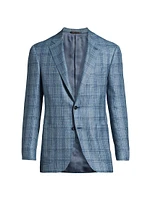 Kei Plaid Wool-Blend Two-Button Sport Coat