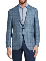 Kei Plaid Wool-Blend Two-Button Sport Coat