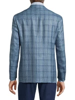 Kei Plaid Wool-Blend Two-Button Sport Coat