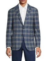 Kei Plaid Wool-Blend Two-Button Sport Coat