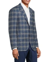 Kei Plaid Wool-Blend Two-Button Sport Coat